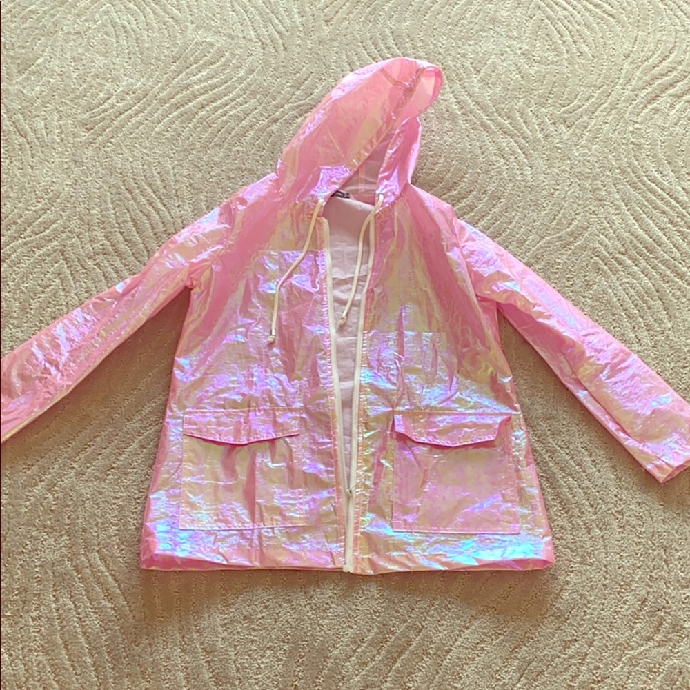 Iridescent rain coat